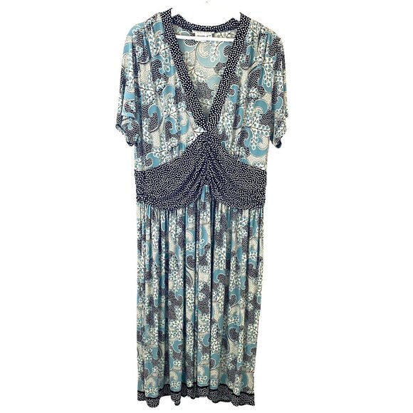 Maggy London Paisley Polka Dot Dress‎ Plus Size 18W Business Casual Comfort - Picture 1 of 8